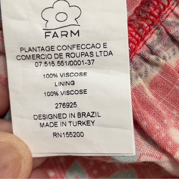 Farm Rio Floral Red Dress Anthropologie Red and White Geometric Dress XS petite - Picture 10 of 13